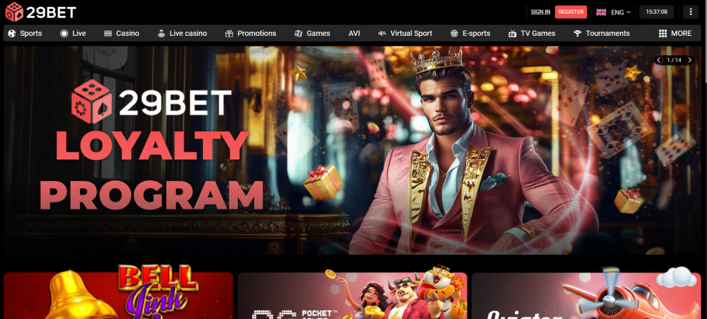 Почетна страна на 29bet казино